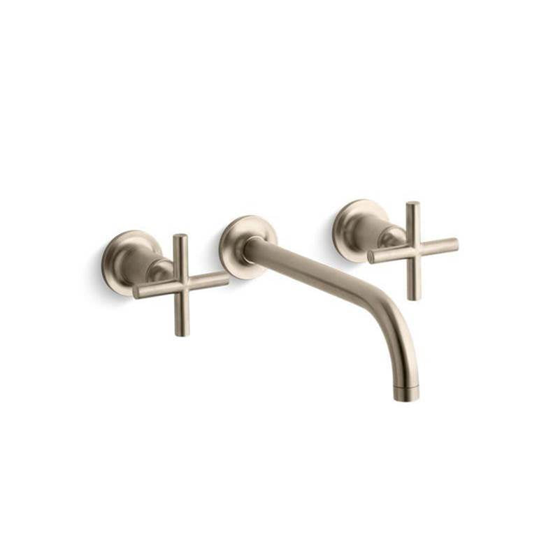 Kohler - Purist Wall-mount bathroom sink faucet trim with Cross handles, 1.2 gpm - Vibrant Brushed Bronze