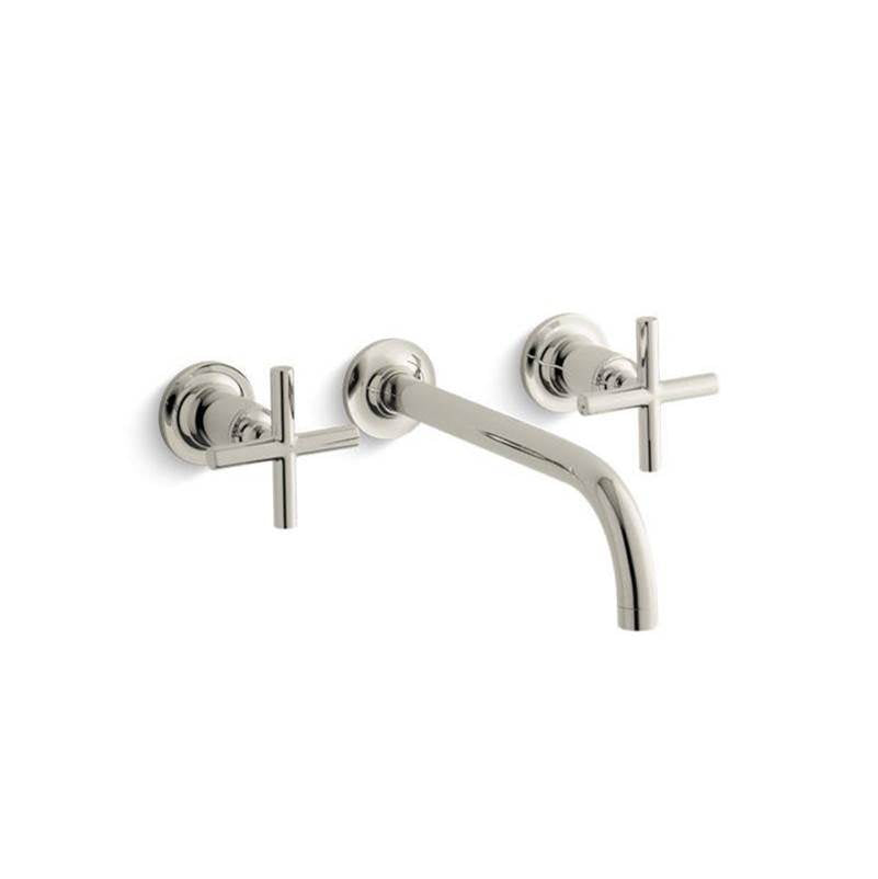 Kohler - Purist Wall-mount bathroom sink faucet trim with Cross handles, 1.2 gpm - Vibrant Polished Nickel