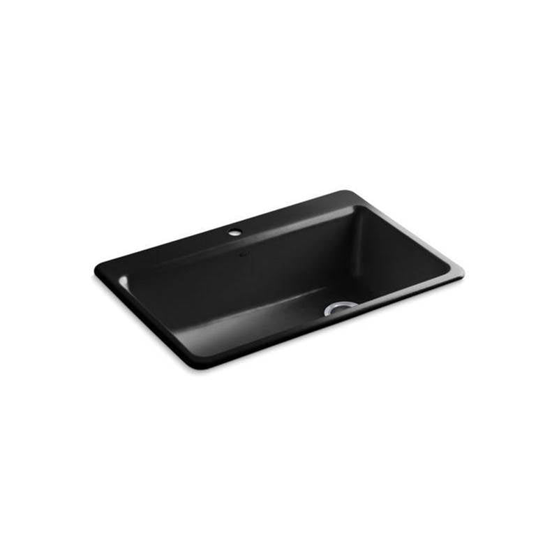 Kohler - Riverby 33'' top-mount single-bowl workstation kitchen sink - Black