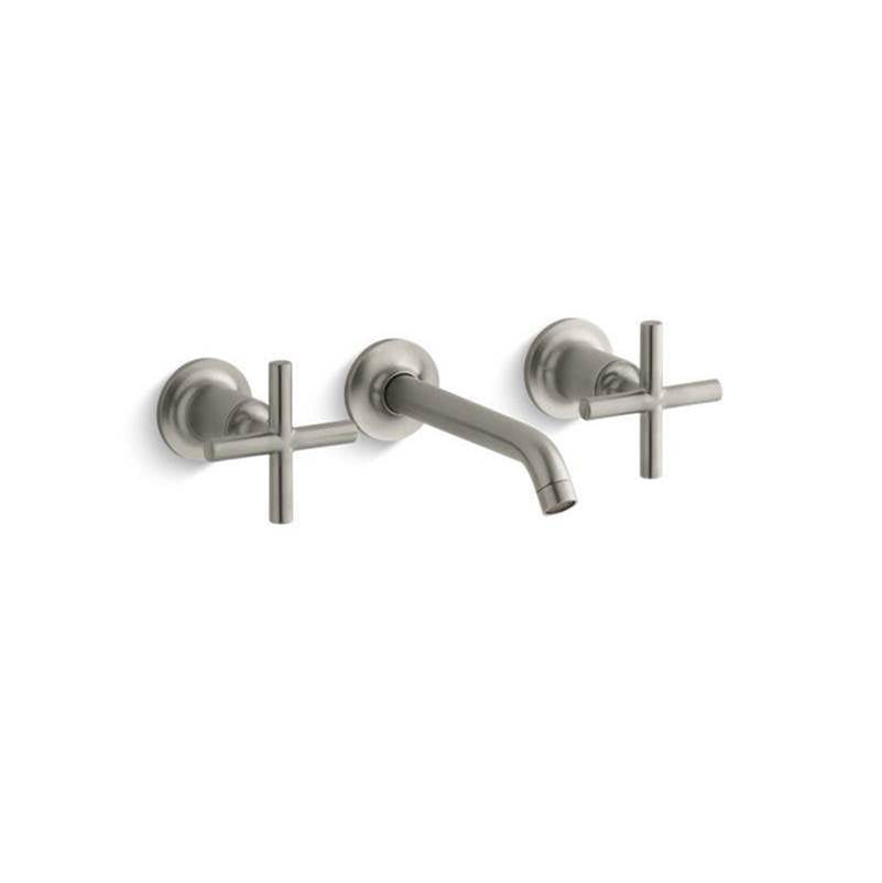 Kohler - Purist Wall-mount bathroom sink faucet trim with Cross handles, 1.2 gpm - Vibrant Brushed Nickel