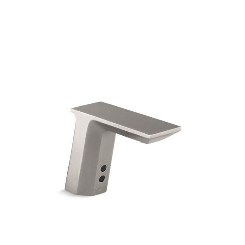 Kohler - Geometric Touchless single-hole lavatory faucet with InsightE sensor technology and temperature mixer, DC-powered, 0.5 gpm - Vibrant Stainless