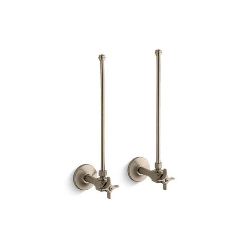 Kohler - Pair 3/8'' NPT angle supplies with stop, cross handle and annealed vertical tube - Vibrant Brushed Bronze