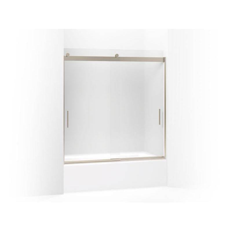 Kohler - Levity Sliding bath door, 62'' H x 56-5/8 - 59-5/8'' W, with 1/4'' thick Frosted glass - Anodized Brushed Bronze