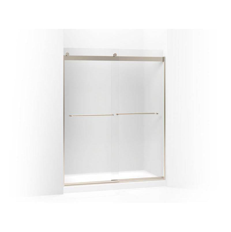 Kohler - Levity Sliding shower door, 74'' H x 56-5/8 - 59-5/8'' W, with 1/4'' thick Frosted glass - Anodized Brushed Bronze