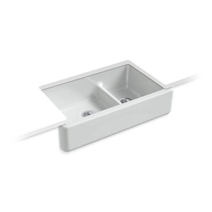 Kohler - Whitehaven Smart Divide 35-3/4'' undermount double-bowl farmhouse kitchen sink - Ice Grey