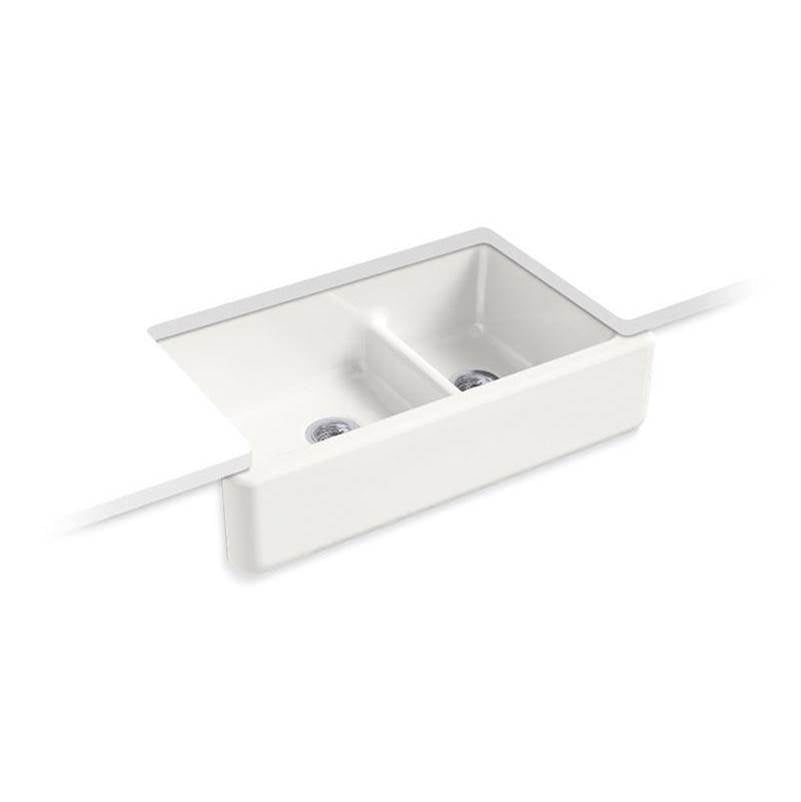 Kohler - Whitehaven Smart Divide 35-3/4'' undermount double-bowl farmhouse kitchen sink - Sea Salt