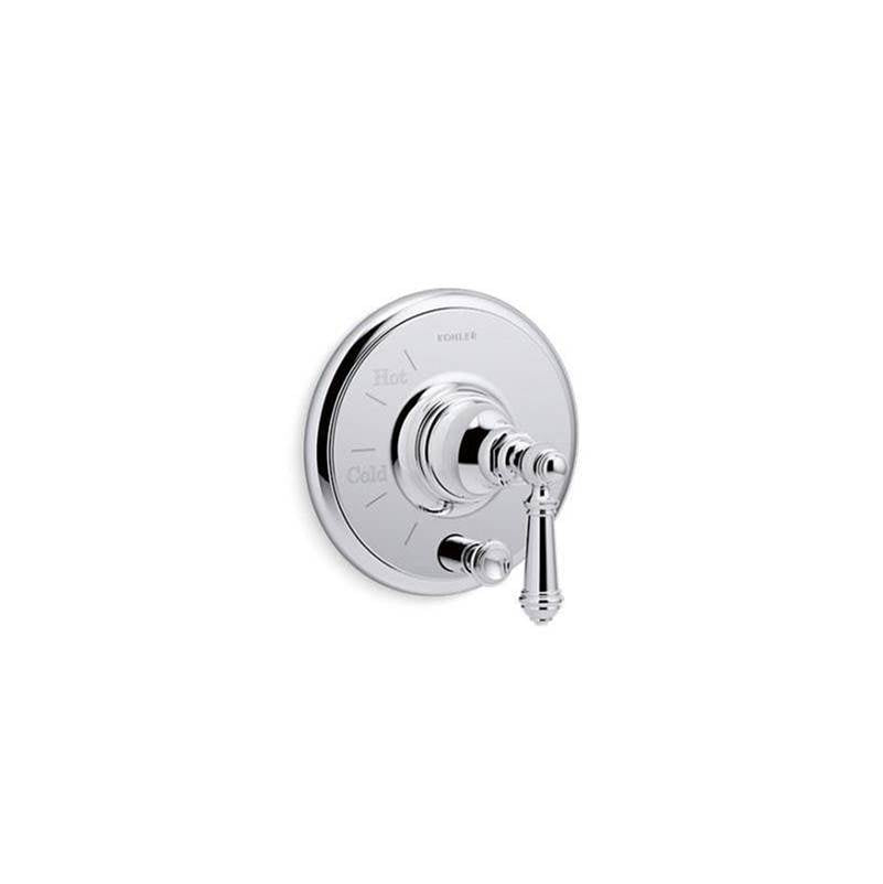 Kohler - Artifacts Rite-Temp valve trim with push-button diverter and lever handle - Polished Chrome