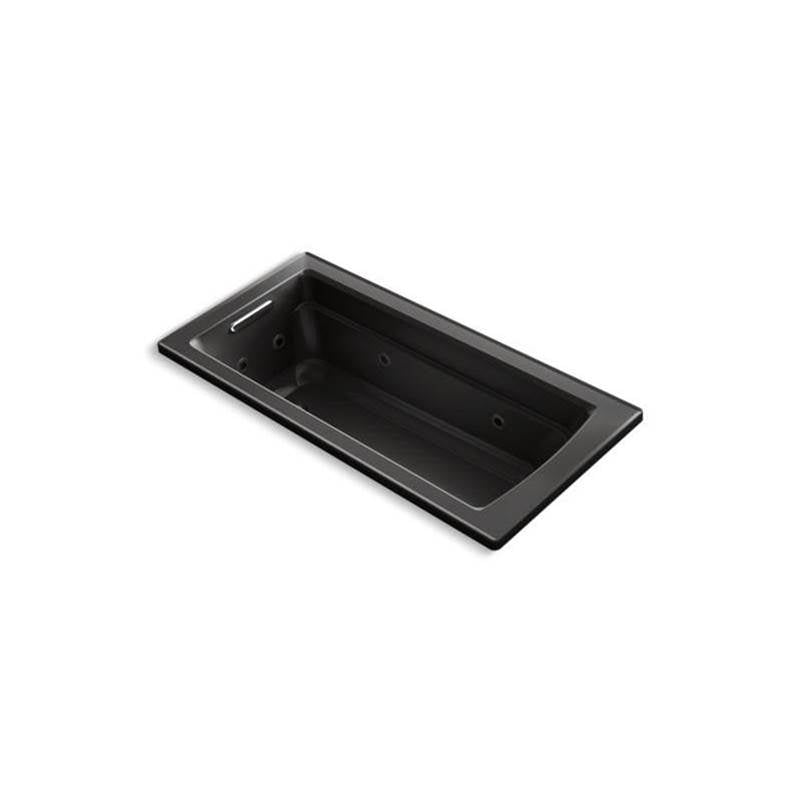 Kohler - Archer 66'' x 32'' drop-in heated whirlpool bath - Black
