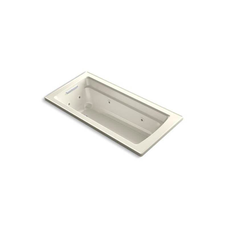 Kohler - Archer 66'' x 32'' drop-in heated whirlpool bath - Biscuit