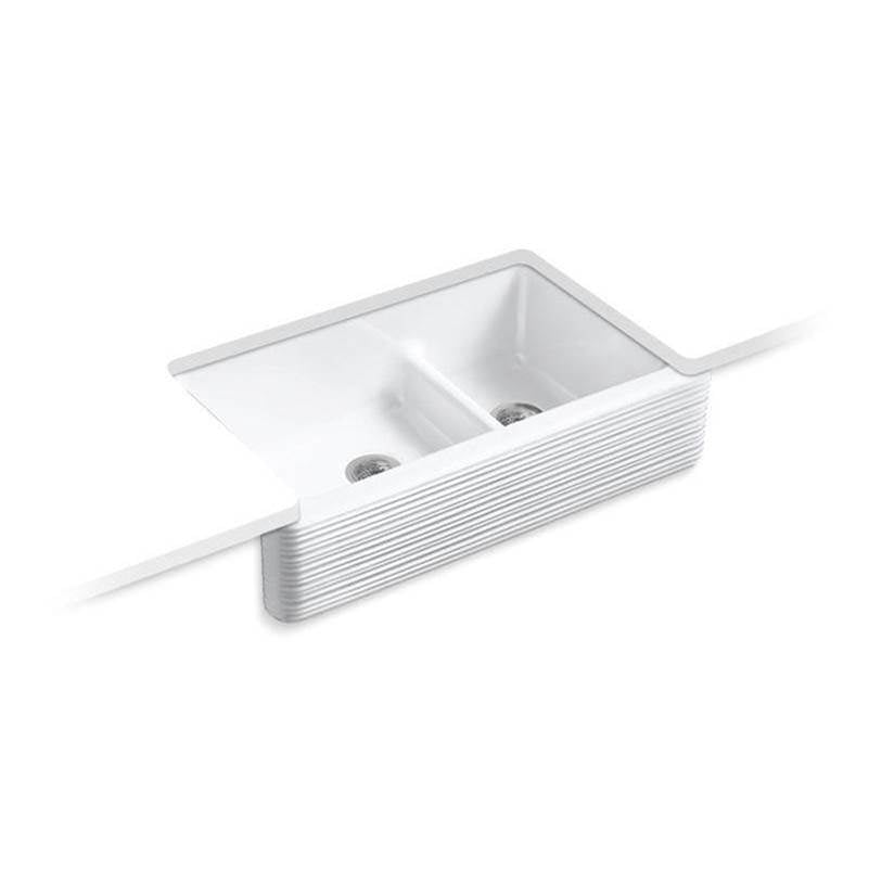 Kohler - Whitehaven Hayridge Smart Divide 35-11/16'' undermount double-bowl farmhouse kitchen sink - White