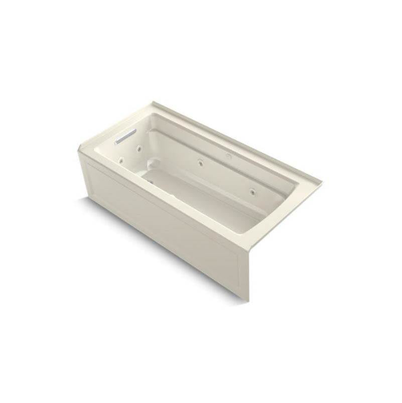 Kohler - Archer 66'' x 32'' alcove Heated BubbleMassageE air bath and whirlpool, left drain - Biscuit