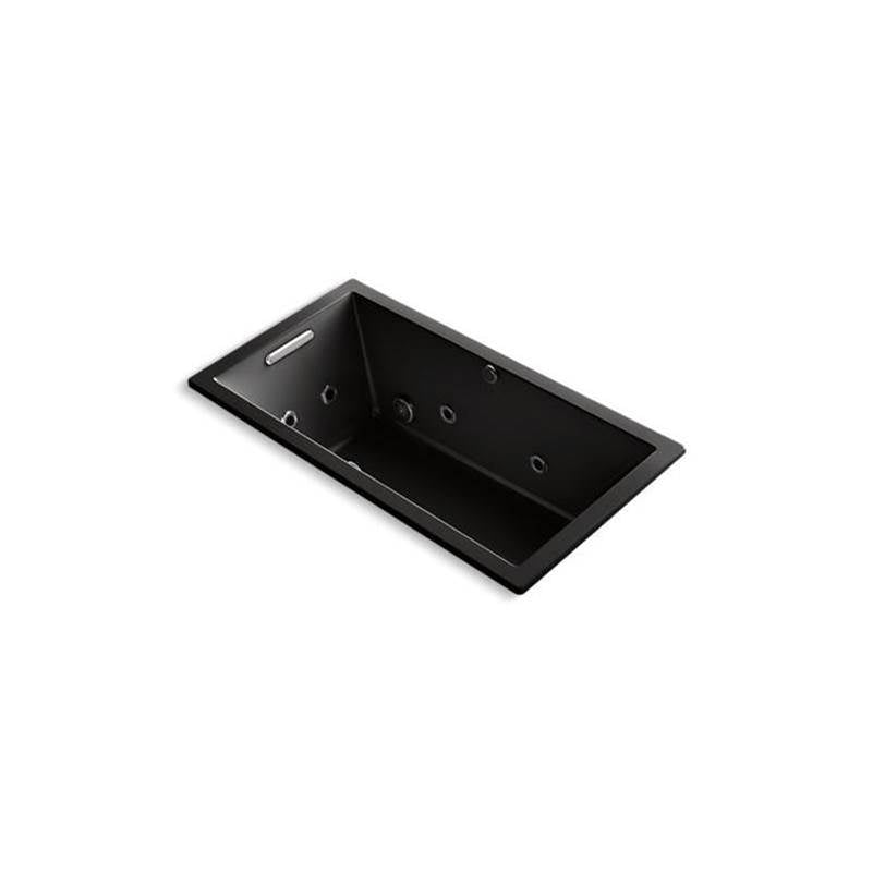 Kohler - Underscore 60'' x 32'' drop-in Heated BubbleMassageE air bath with whirlpool - Black