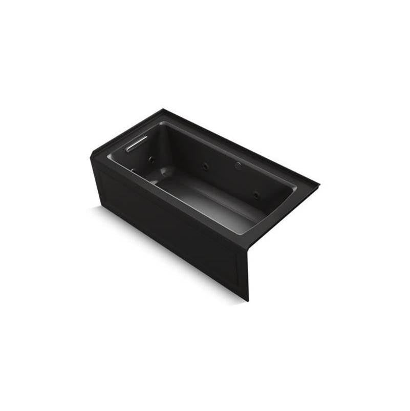 Kohler - Archer 60'' x 30'' alcove whirlpool bath with Bask heated surface, left drain - Black