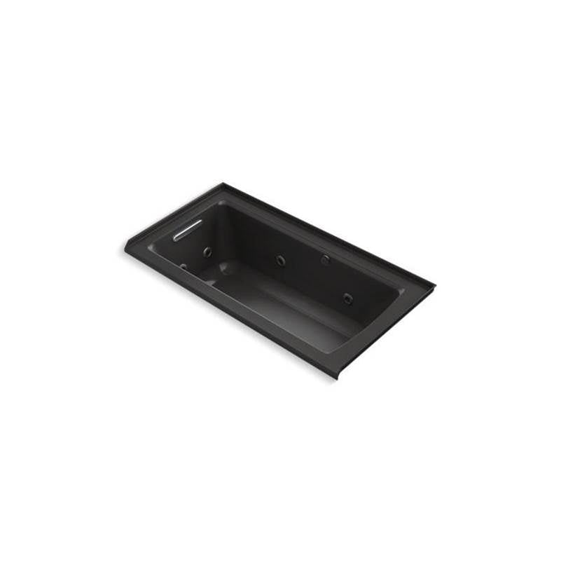 Kohler - Archer 60'' x 30'' alcove whirlpool bath with Bask heated surface, left drain - Black
