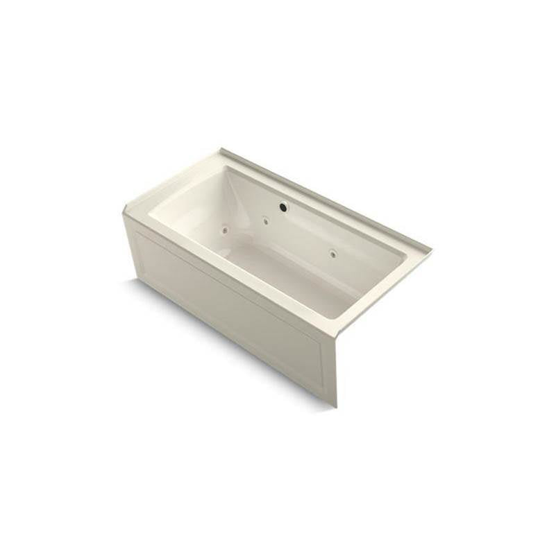 Kohler - Archer 60'' x 30'' alcove whirlpool bath with Bask heated surface, right drain - Biscuit