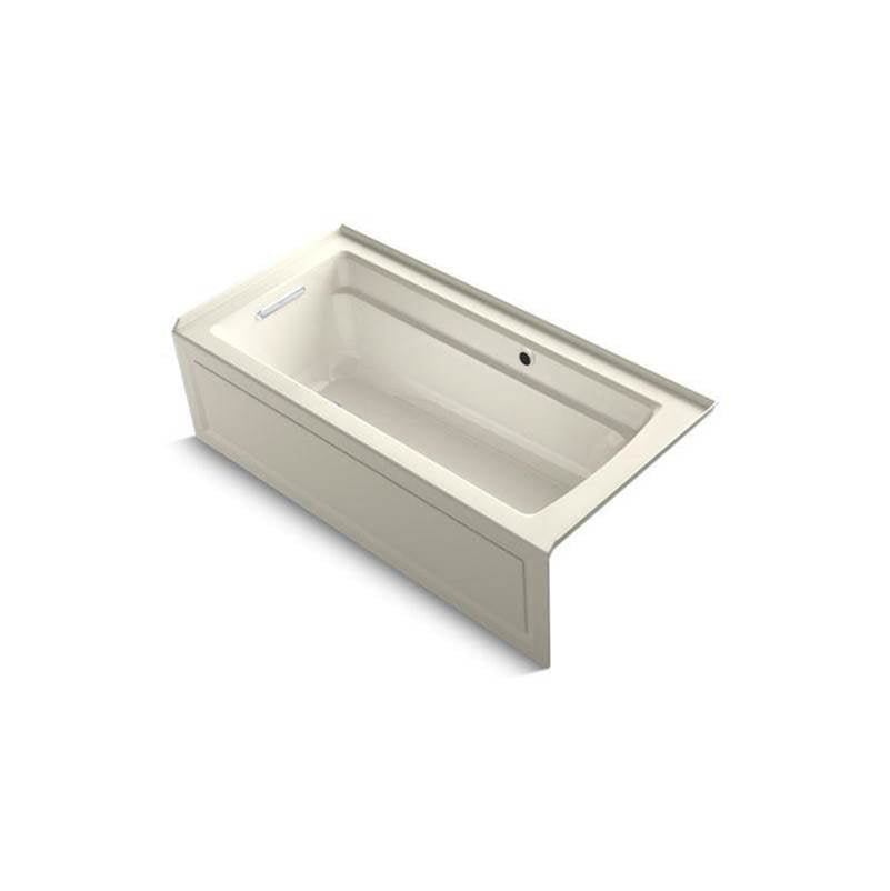 Kohler - Archer 66'' x 32'' alcove bath with Bask heated surface, left drain - Biscuit