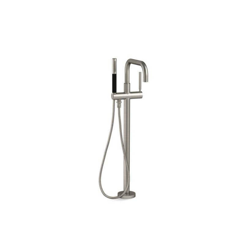 Kohler - Purist Floor-mount bath filler trim with handshower - Vibrant Brushed Nickel