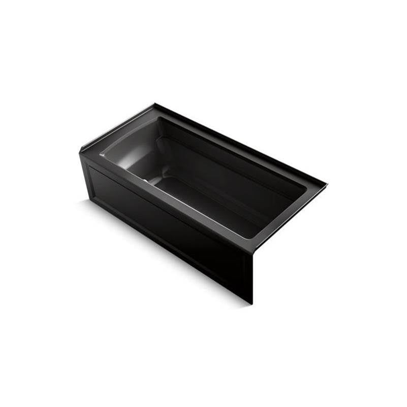 Kohler - Archer 66'' x 32'' alcove Heated BubbleMassageE air bath with Bask heated surface, right drain - Black