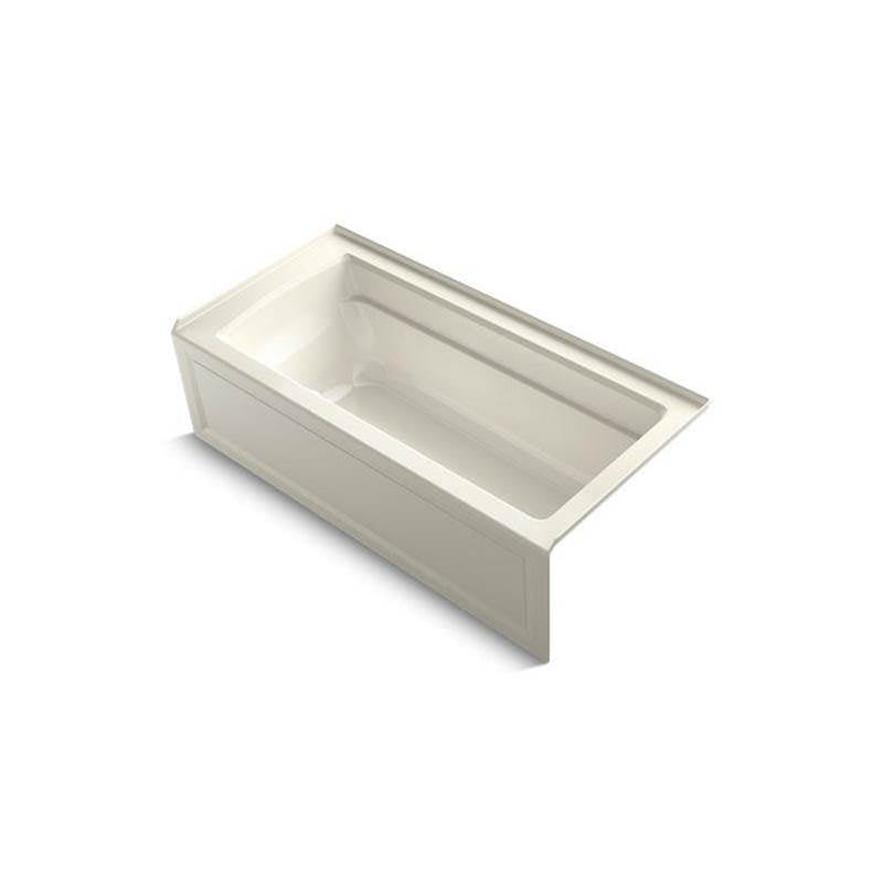 Kohler - Archer 66'' x 32'' alcove Heated BubbleMassageE air bath with Bask heated surface, right drain - Biscuit