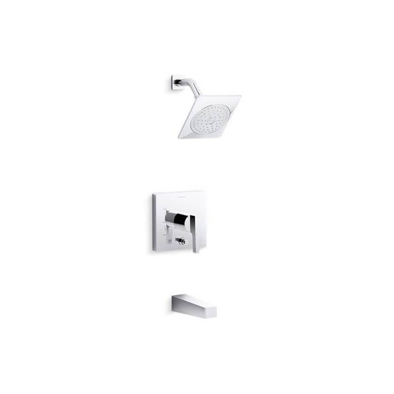 Kohler - Honesty Rite-Temp bath and shower trim kit with push-button diverter, 2.5 gpm - Polished Chrome