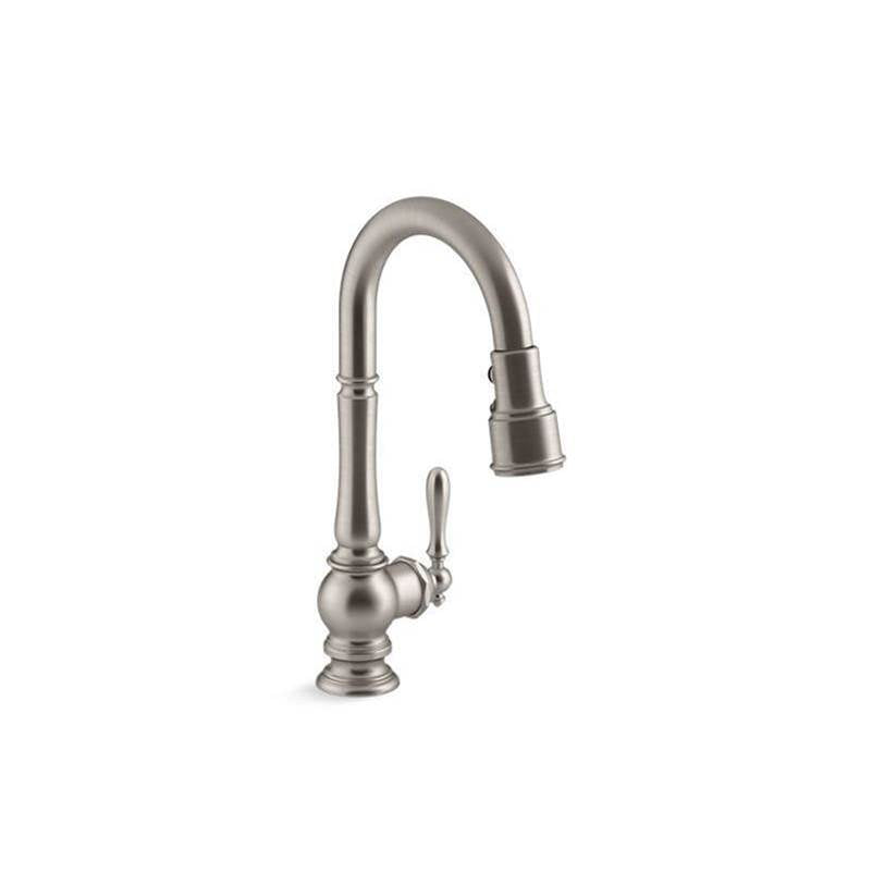 Kohler - Artifacts Pull-down kitchen sink faucet with three-function sprayhead - Vibrant Stainless
