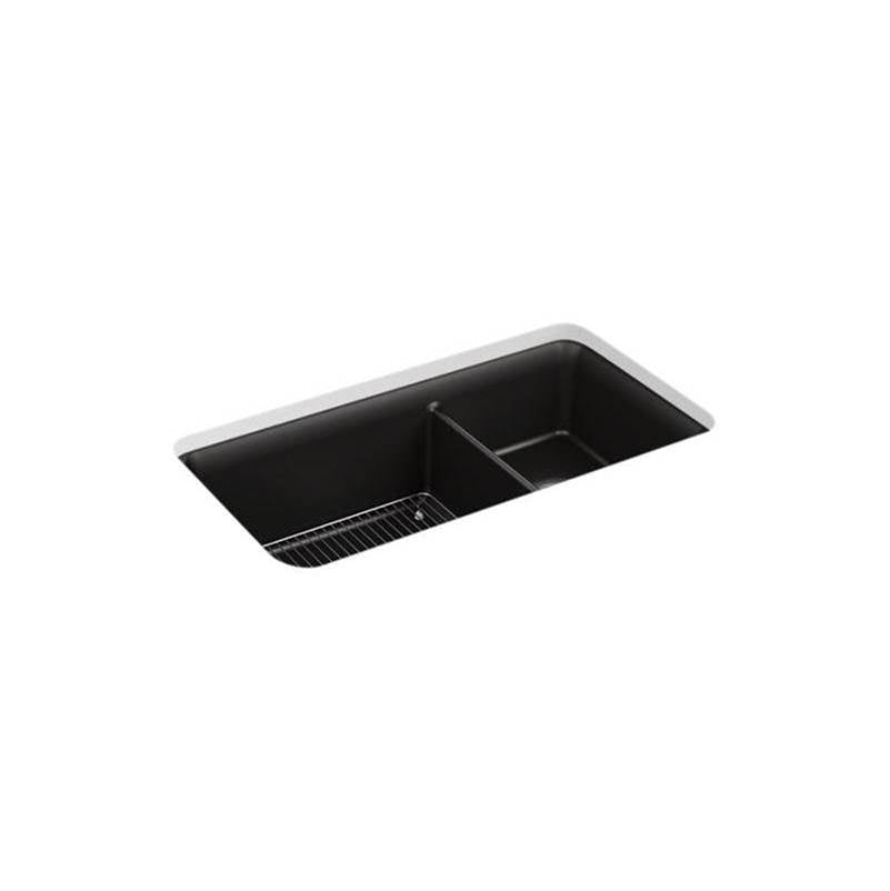Kohler - Cairn 33-1/2'' undermount double-bowl kitchen sink - Matte Black