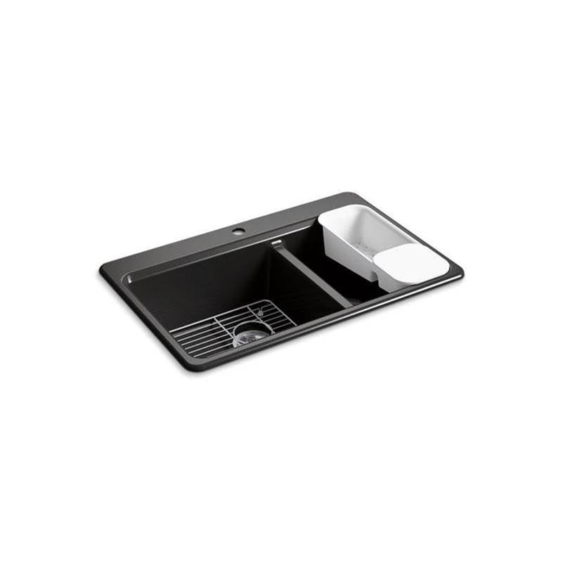 Kohler - Riverby 33'' top-mount double-bowl workstation kitchen sink - Black