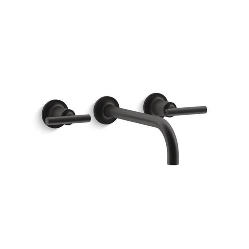 Kohler - Purist Wall-mount bathroom sink faucet trim with Lever handles, 1.2 gpm - Matte Black