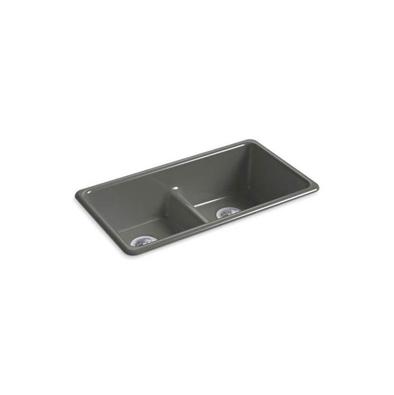 Kohler - Iron/Tones Smart Divide 33'' top-/undermount double-bowl kitchen sink - Thunder Grey