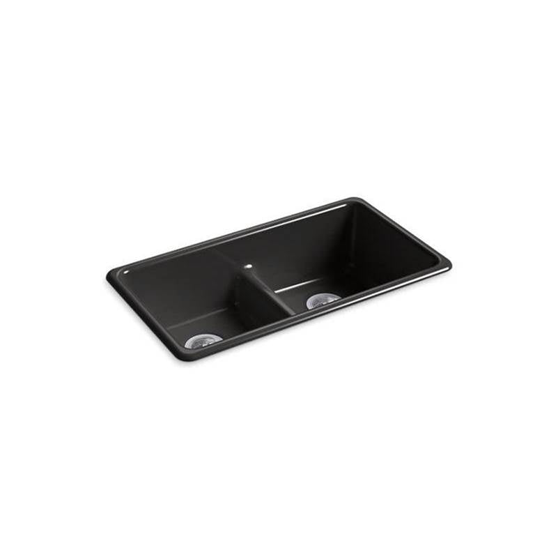 Kohler - Iron/Tones Smart Divide 33'' top-/undermount double-bowl kitchen sink - Black