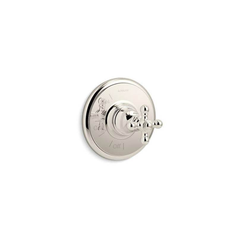 Kohler - Artifacts Rite-Temp valve trim with cross handle - Vibrant Polished Nickel