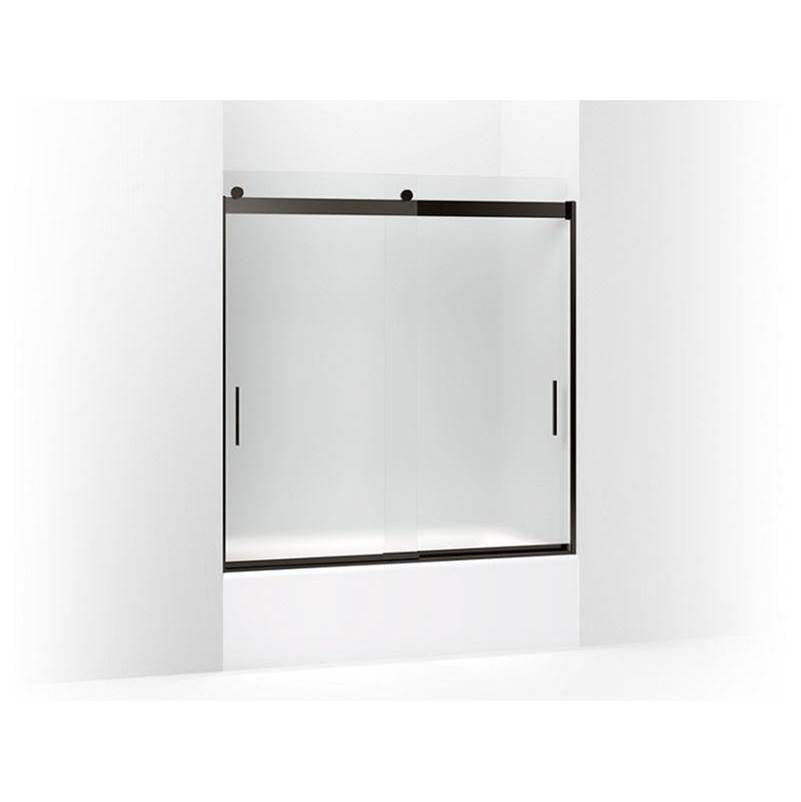 Kohler - Levity Sliding bath door, 62'' H x 56-5/8 - 59-5/8'' W, with 1/4'' thick Frosted glass - Anodized Dark Bronze