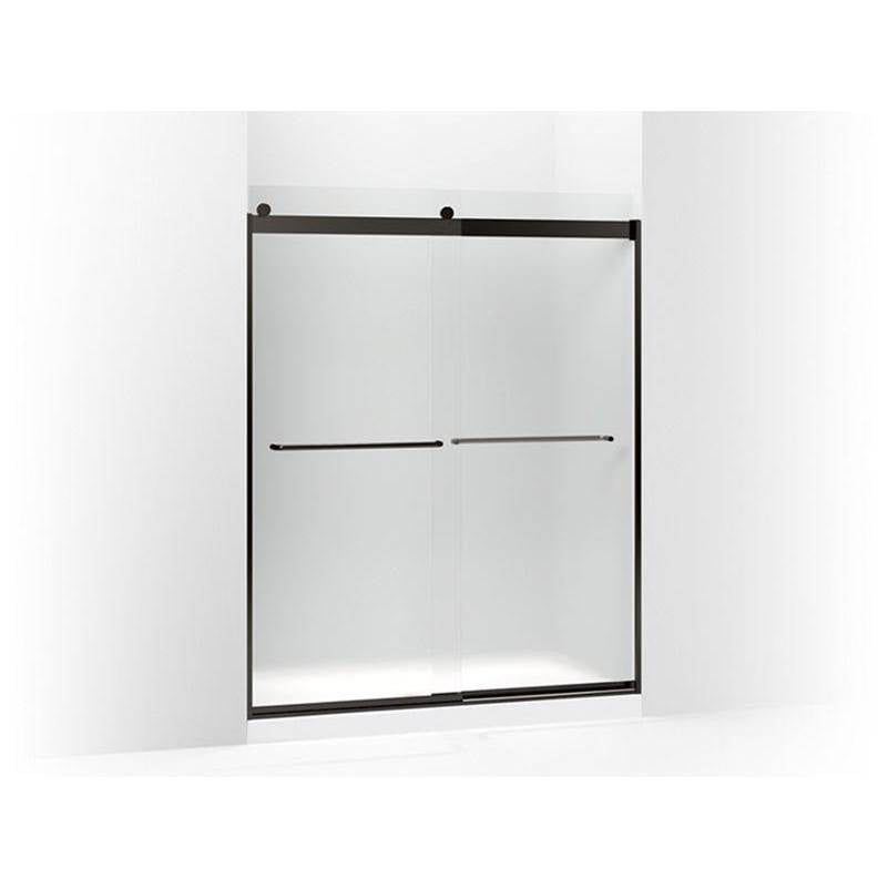 Kohler - Levity Sliding shower door, 74'' H x 56-5/8 - 59-5/8'' W, with 1/4'' thick Frosted glass - Anodized Dark Bronze