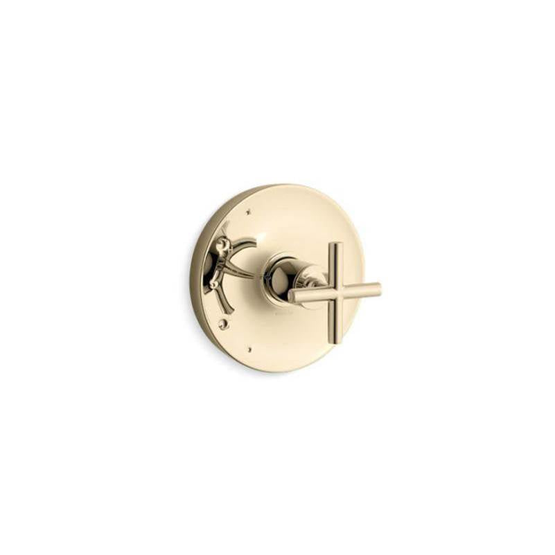 Kohler - Purist Rite-Temp valve trim with cross handle - Vibrant French Gold