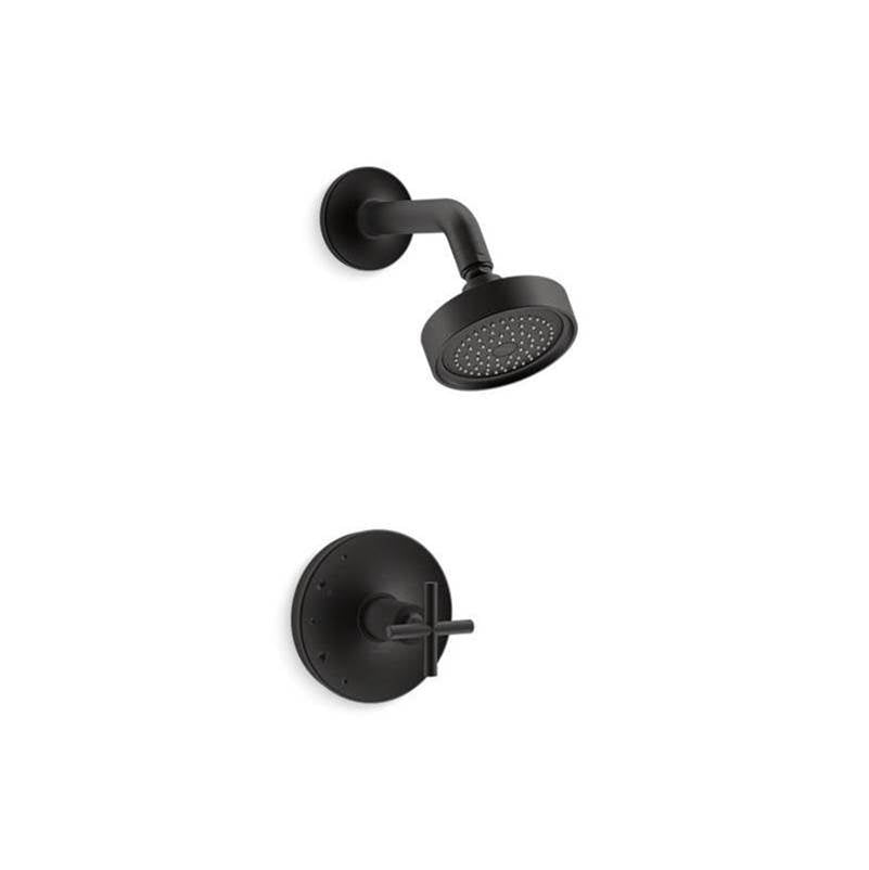 Kohler - Purist Rite-Temp shower trim kit with cross handle, 2.5 gpm - Matte Black