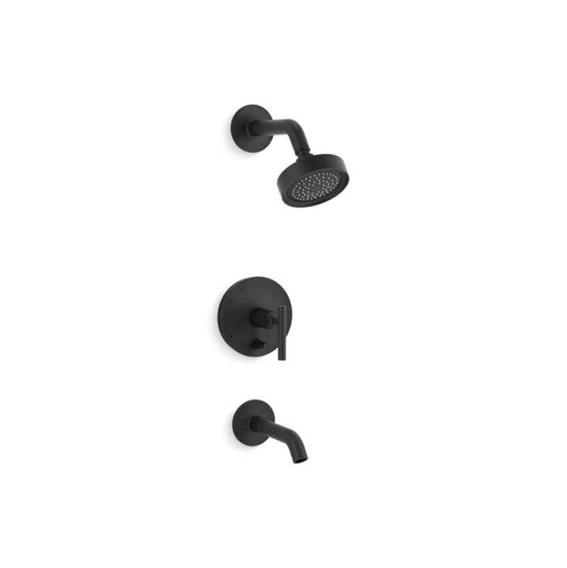 Kohler - Purist Rite-Temp bath and shower trim kit with push-button diverter and lever handle, 2.5 gpm - Matte Black