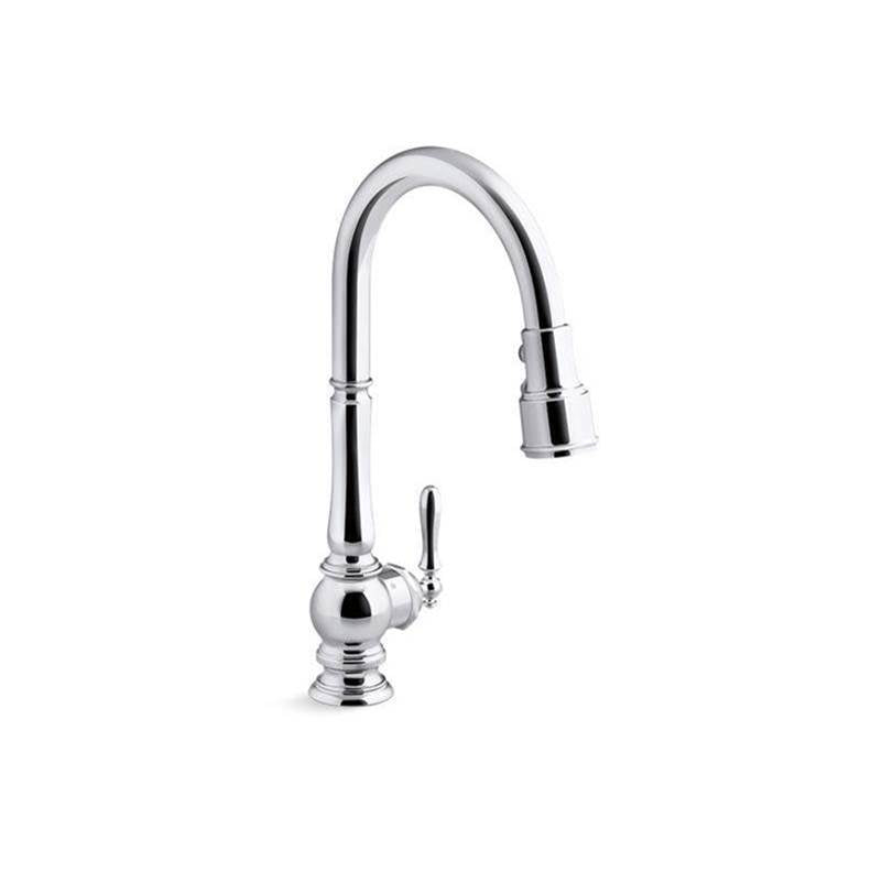 Kohler - Artifacts Touchless pull-down kitchen sink faucet with three-function sprayhead - Polished Chrome