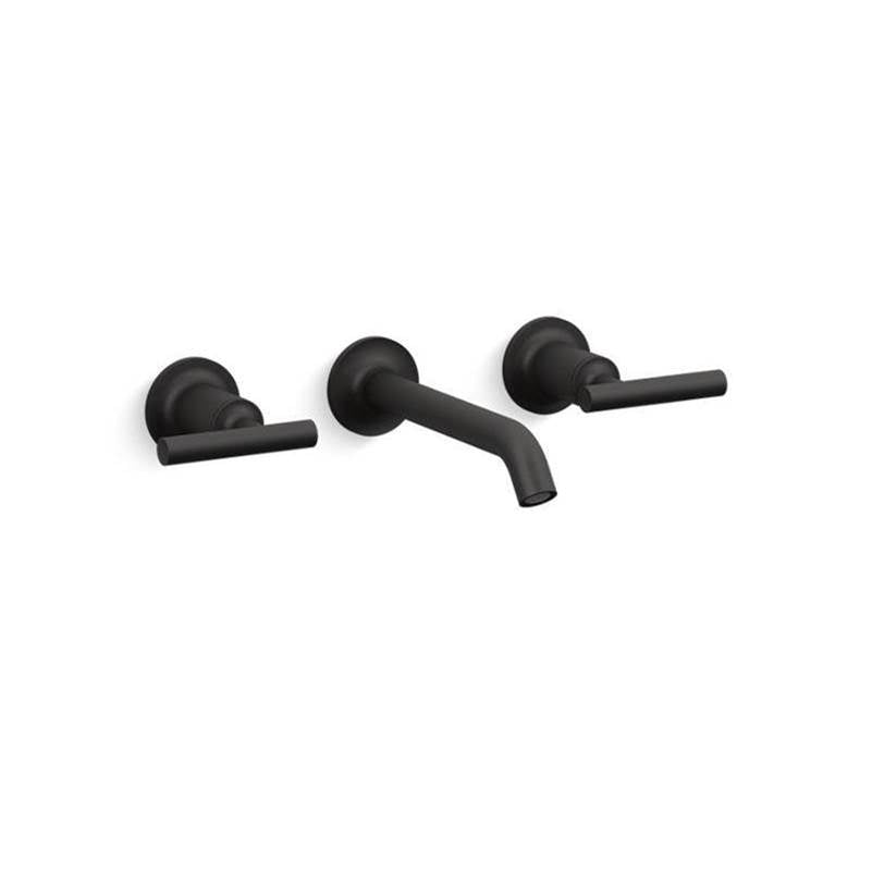 Kohler - Purist Wall-mount bathroom sink faucet trim with Lever handles, 1.2 gpm - Matte Black