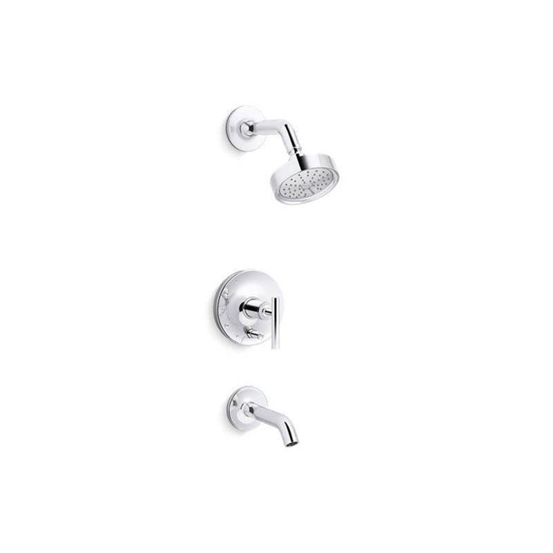 Kohler - Purist Rite-Temp bath and shower trim kit with push-button diverter and lever handle, 1.75 gpm - Polished Chrome