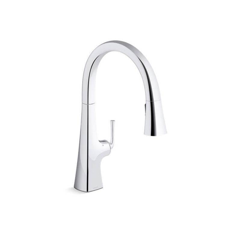 Kohler - Graze Touchless pull-down kitchen sink faucet with KOHLER KonnectE and three-function sprayhead - Polished Chrome