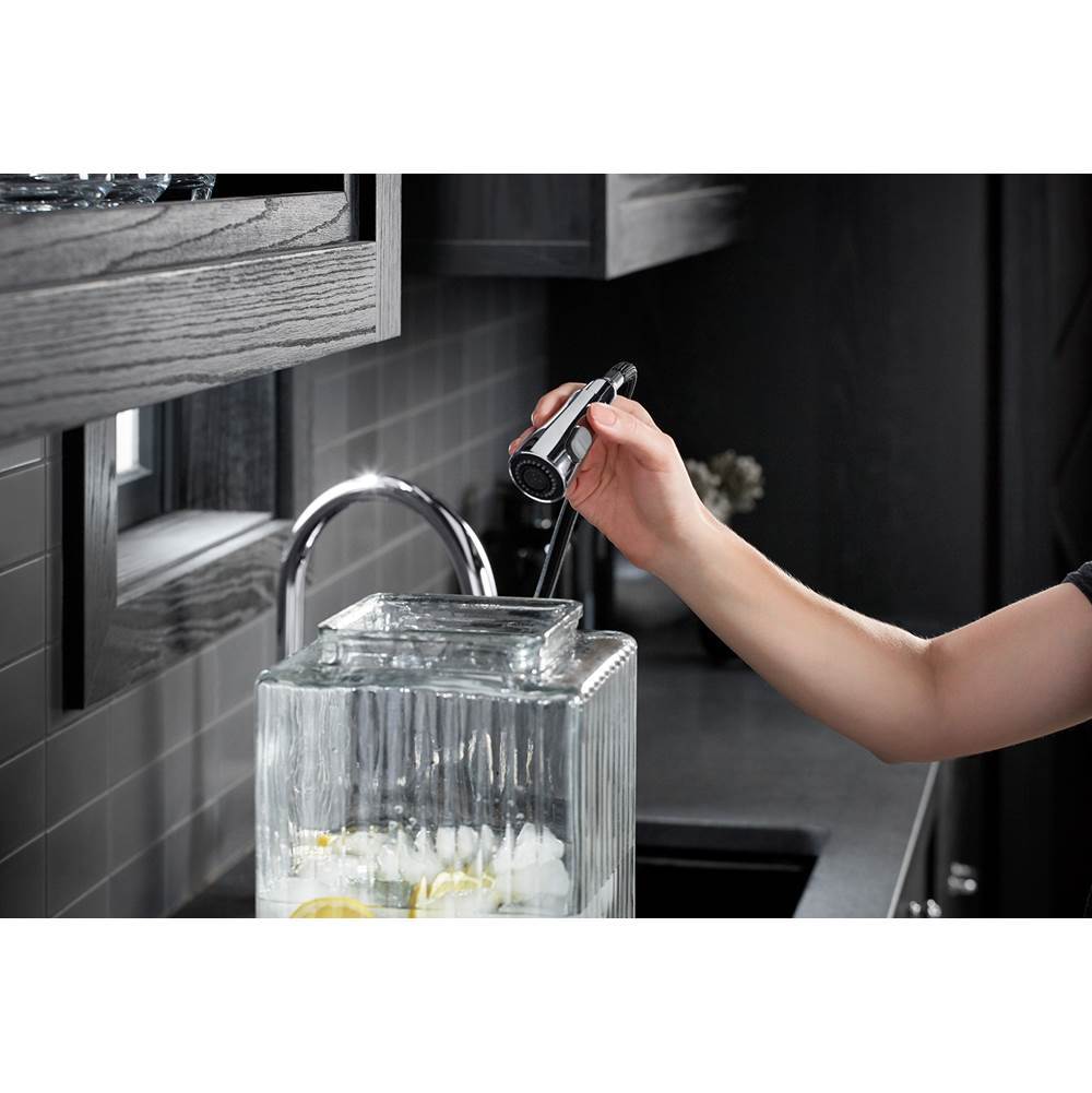 Simplice Touchless pull-down kitchen sink faucet with three-function sprayhead