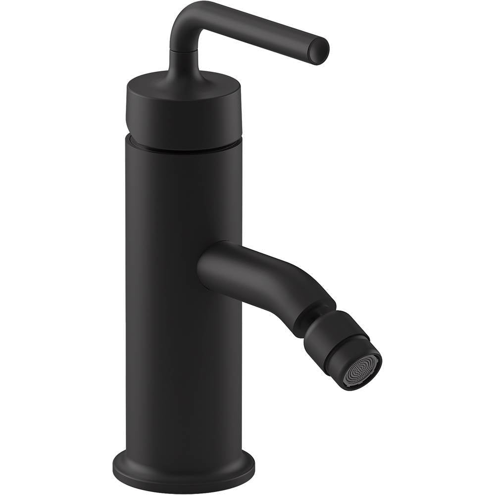 Kohler - Purist Horizontal swivel spray aerator bidet faucet with straight lever handle - Matte Black
