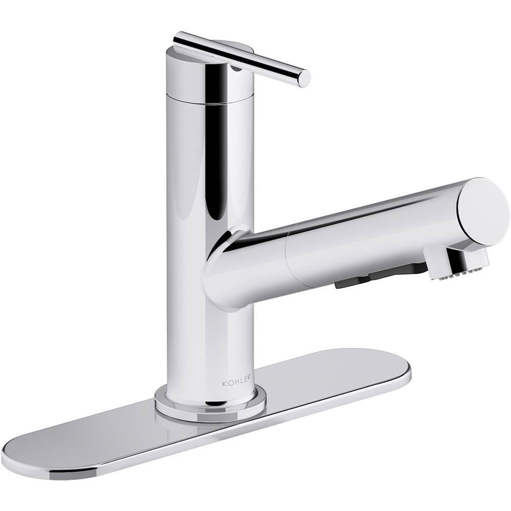 Kohler - Crue Pull-out kitchen sink faucet with three-function sprayhead - Polished Chrome