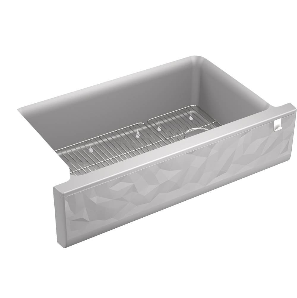 Kohler - Cairn 34'' undermount single-bowl farmhouse kitchen sink with faceted design - Matte Grey
