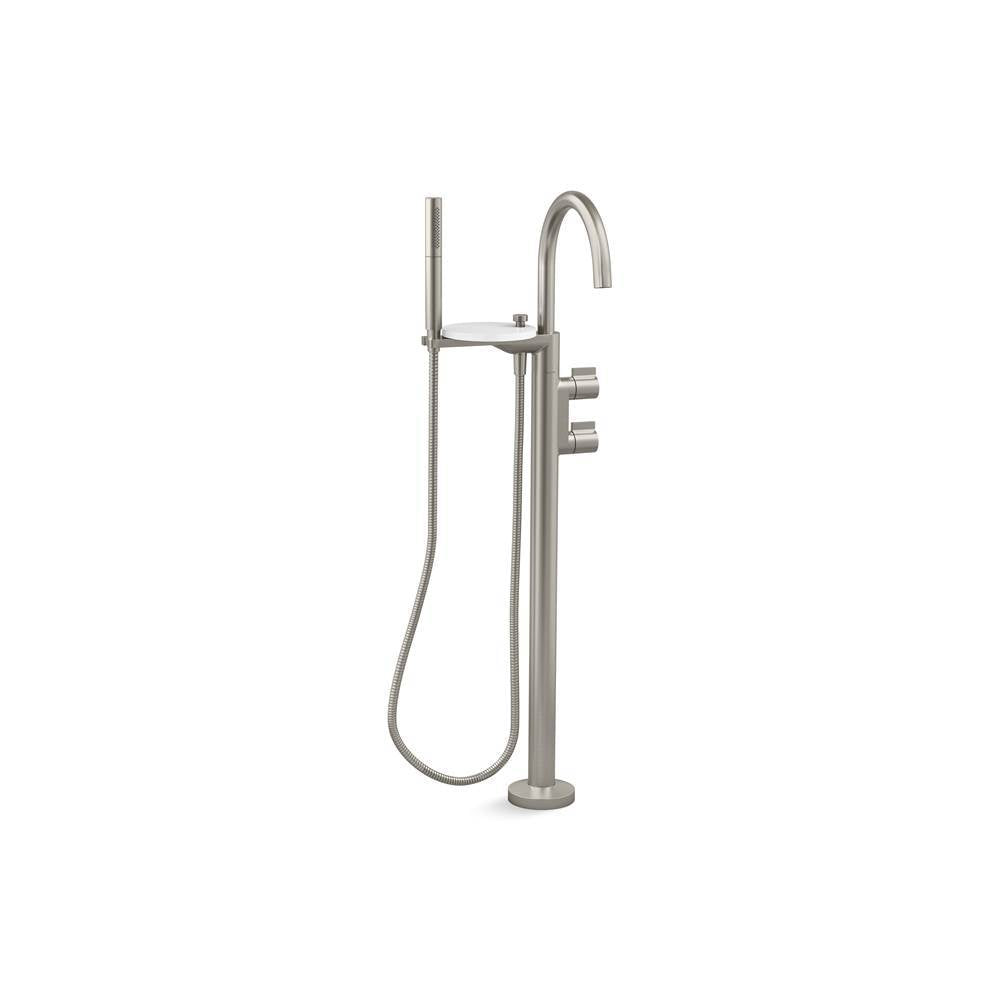 Kohler - Components Floor-mount bath filler trim with lever handles and handshower - Vibrant Brushed Nickel