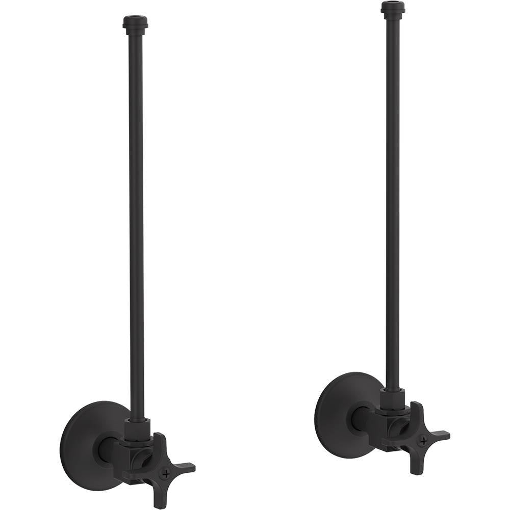 Kohler - Pair 3/8'' NPT angle supplies with stop, cross handle and annealed vertical tube - Matte Black