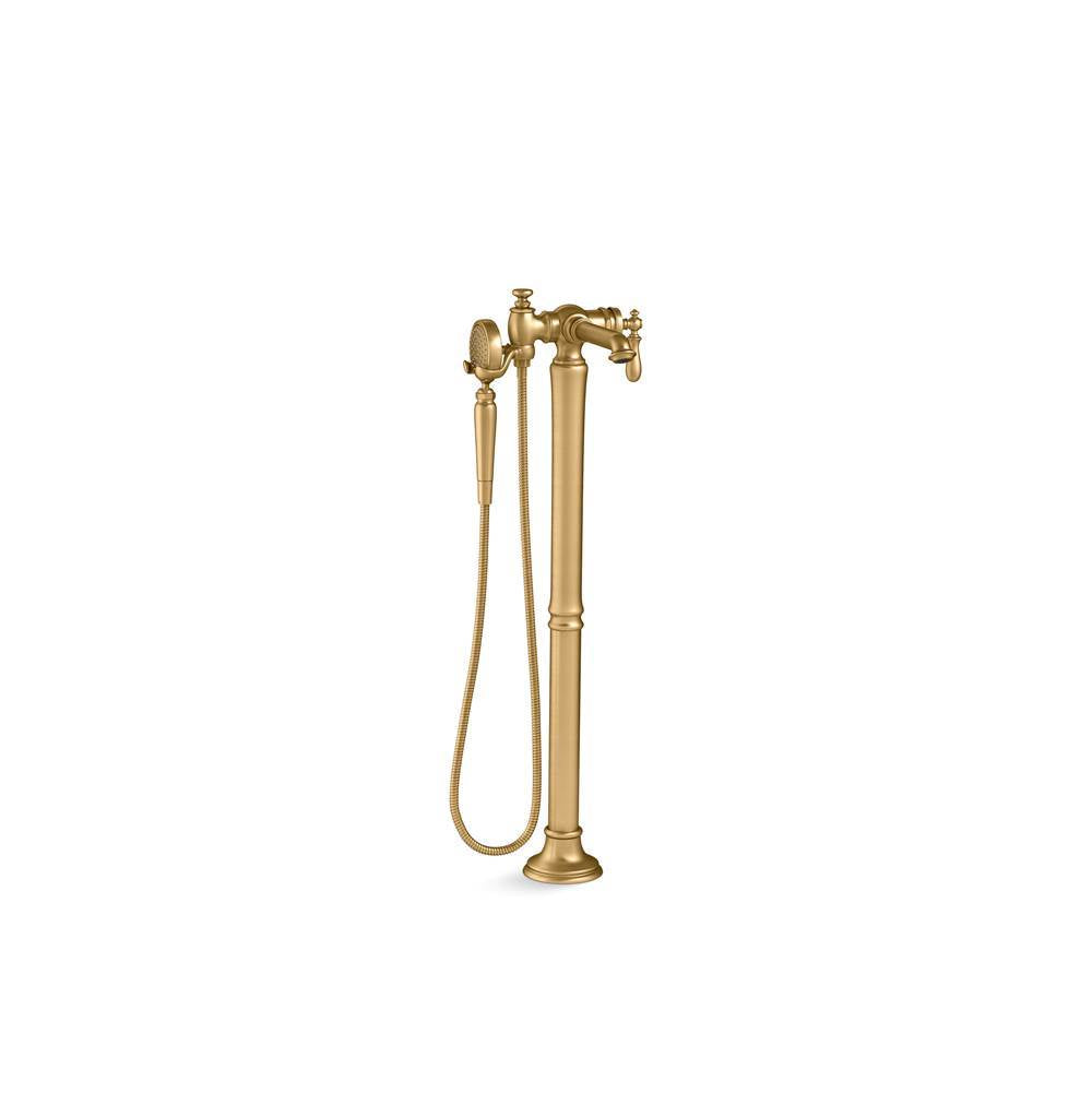 Kohler - Artifacts Floor-mount bath filler trim with handshower - Vibrant Brushed Moderne Brass
