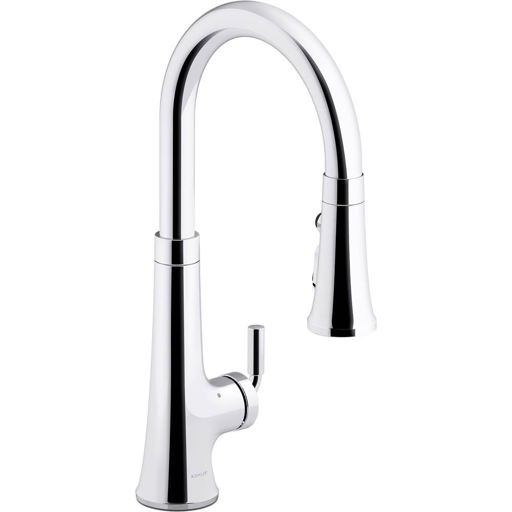 Kohler - Tone Touchless pull-down kitchen sink faucet with KOHLER KonnectE and three-function sprayhead - Polished Chrome