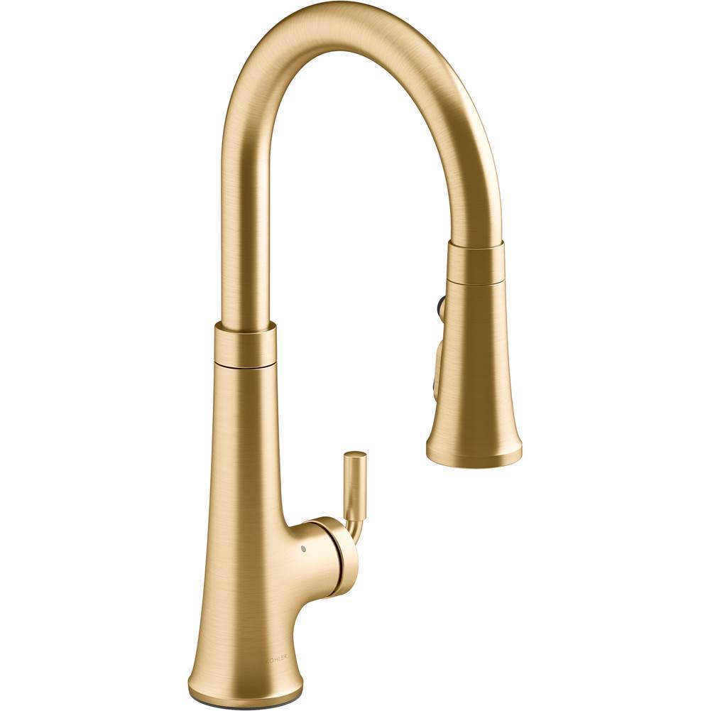 Kohler - ToneE Touchless pull-down kitchen sink faucet with KOHLER Konnect - Vibrant Brushed Moderne Brass