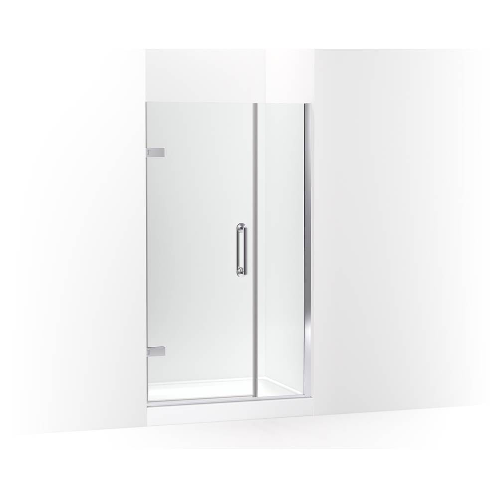 Kohler - ComponentsE Frameless pivot shower door, 71-9/16'' H x 39-5/8 - 40-3/8'' W, with 3/8'' thick Crystal Clear glass - Bright Polished Silver